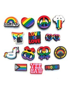 LGBTQ+ SHOE CHARM COLLECTION (Pack of 14) Fits Both Shoelaces and Clogs